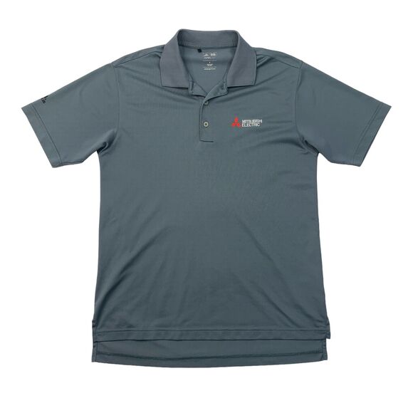 Adidas Polo Shirt Mens Small Grey Golf Climalite Performance Mitsubishi Electric - Picture 1 of 11